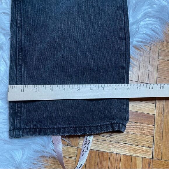 HOUSE OF CB Woman Straight Leg Trendy High Rise Wide Leg Jeans Dark - Picture 10 of 11
